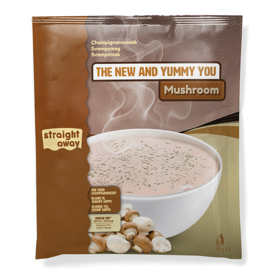 Straight away champignon maaltijdvervangende soep - een smakelijke en bevredigende keuze om verantwoord af te vallen en je dieetdoelen te ondersteunen.